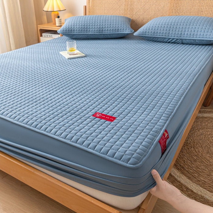 91家纺网 家纺一手货源 找家纺 芬晴家纺 2025新款母婴级大豆防水床笠-马丁-风车 马丁-雾蓝