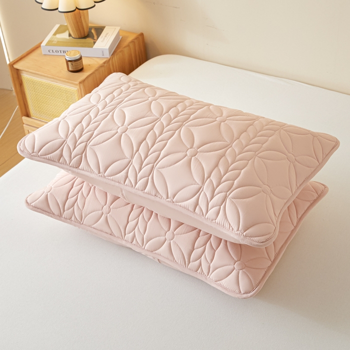 91家纺网 家纺一手货源 找家纺 芬晴家纺 2025新款A类母婴级防水枕套系列 叶语-豆沙粉