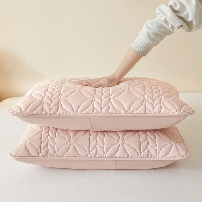 91家纺网 家纺一手货源 找家纺 芬晴家纺 2025新款A类母婴级防水枕套系列 叶语-豆沙粉