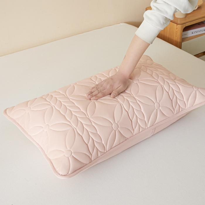 91家纺网 家纺一手货源 找家纺 芬晴家纺 2025新款A类母婴级防水枕套系列 叶语-豆沙粉