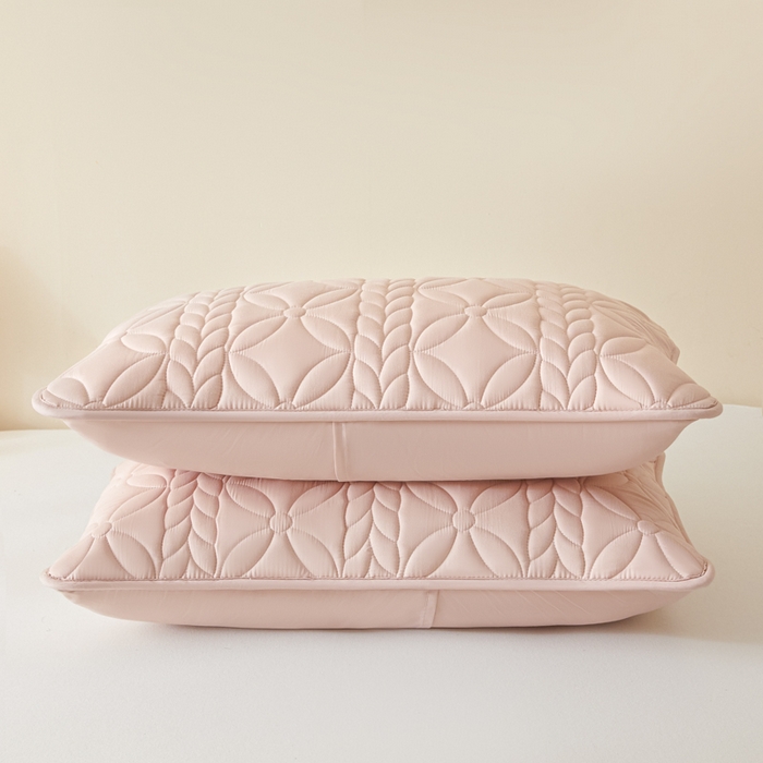 91家纺网 家纺一手货源 找家纺 芬晴家纺 2025新款A类母婴级防水枕套系列 叶语-豆沙粉