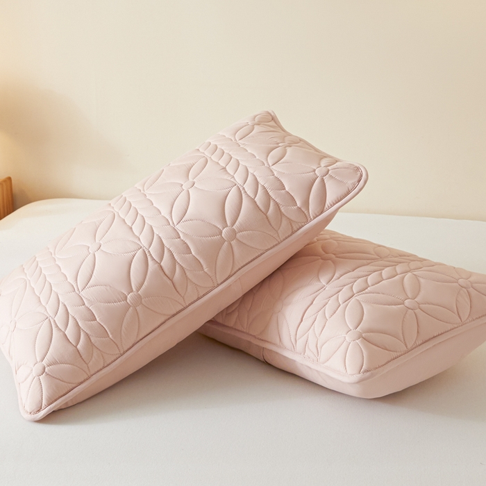 91家纺网 家纺一手货源 找家纺 芬晴家纺 2025新款A类母婴级防水枕套系列 叶语-豆沙粉