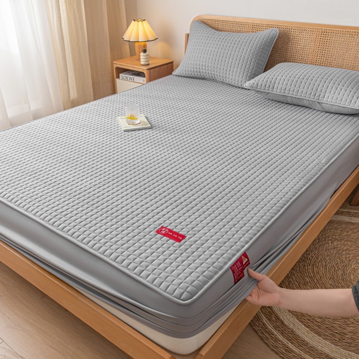 91家纺网 家纺一手货源 找家纺 芬晴家纺 2025新款母婴级大豆防水床笠-马丁-风车 马丁-星灰