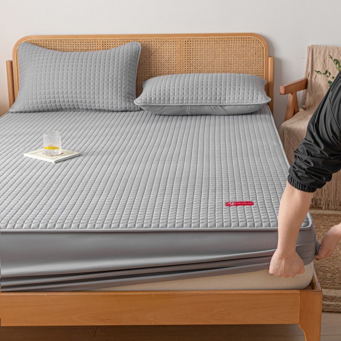 91家纺网 家纺一手货源 找家纺 芬晴家纺 2025新款母婴级大豆防水床笠-马丁-风车 马丁-星灰