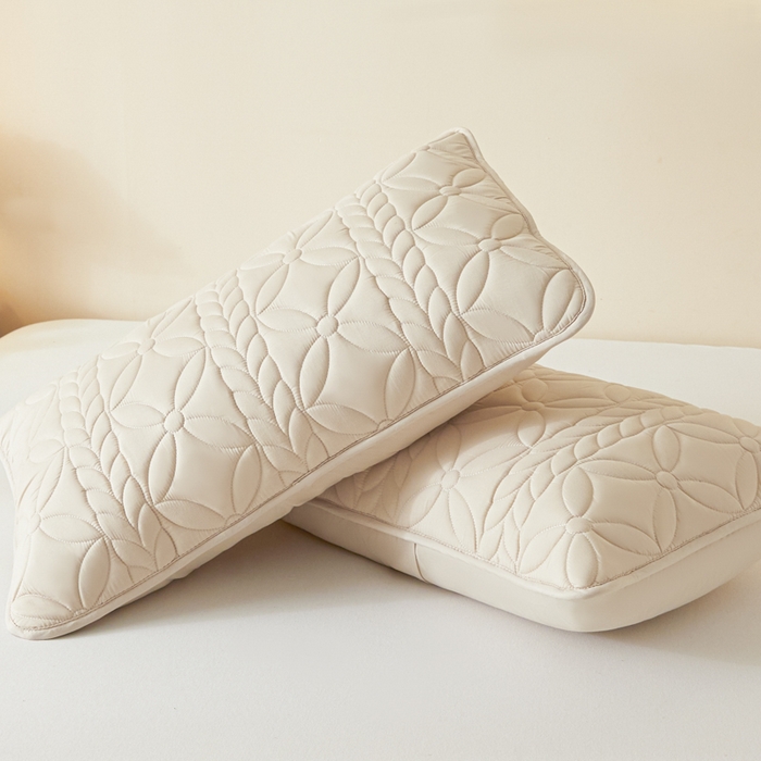 91家纺网 家纺一手货源 找家纺 芬晴家纺 2025新款A类母婴级防水枕套系列 叶语-卡其