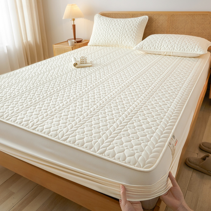 91家纺网 家纺一手货源 找家纺 （总）芬晴家纺 2025新款A类母婴级大豆防水夹棉床笠系列-约定-心动-繁花