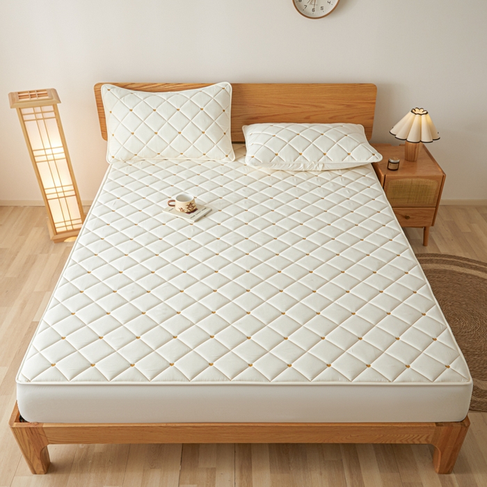 91家纺网 家纺一手货源 找家纺 （总）芬晴家纺 2025新款A类母婴级大豆防水夹棉床笠-简爱-空间