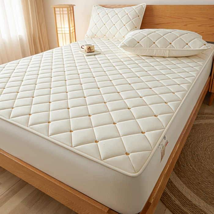 91家纺网 家纺一手货源 找家纺 （总）芬晴家纺 2025新款A类母婴级大豆防水夹棉床笠-简爱-空间