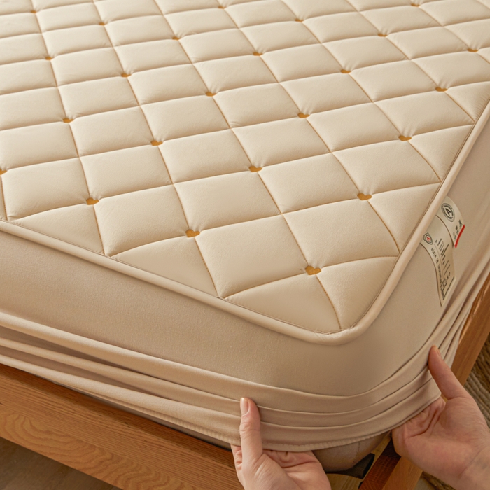 91家纺网 家纺一手货源 找家纺 （总）芬晴家纺 2025新款A类母婴级大豆防水夹棉床笠-简爱-空间