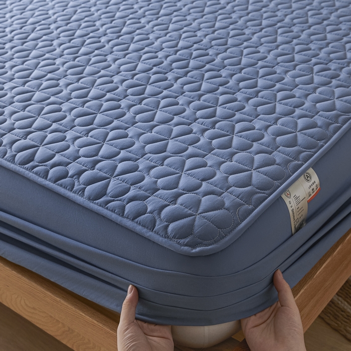 91家纺网 家纺一手货源 找家纺 （总）芬晴家纺 2025新款A类母婴级大豆防水夹棉床笠系列-约定-心动-繁花