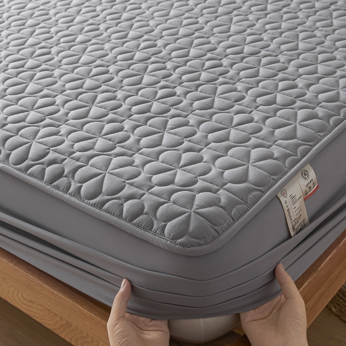 91家纺网 家纺一手货源 找家纺 （总）芬晴家纺 2025新款A类母婴级大豆防水夹棉床笠系列-约定-心动-繁花