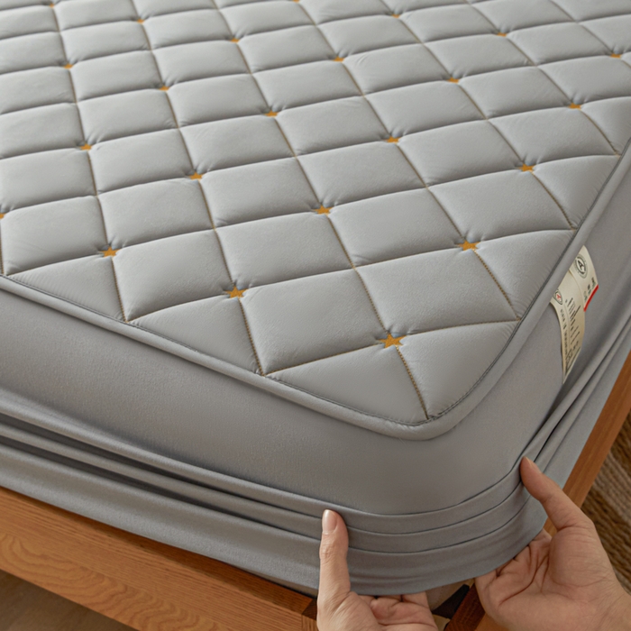 91家纺网 家纺一手货源 找家纺 （总）芬晴家纺 2025新款A类母婴级大豆防水夹棉床笠-简爱-空间