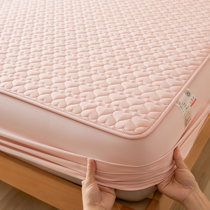 91家纺网 家纺一手货源 找家纺 （总）芬晴家纺 2025新款A类母婴级大豆防水夹棉床笠系列-约定-心动-繁花