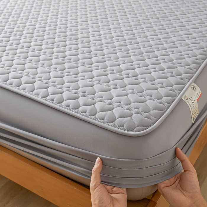 91家纺网 家纺一手货源 找家纺 （总）芬晴家纺 2025新款A类母婴级大豆防水夹棉床笠系列-约定-心动-繁花