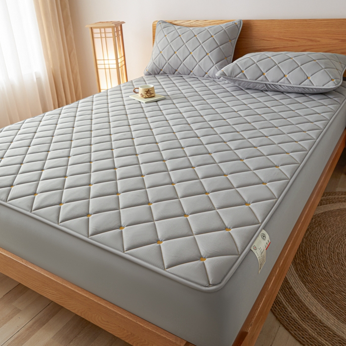 91家纺网 家纺一手货源 找家纺 芬晴家纺 2025新款A类母婴级大豆防水夹棉床笠-简爱-空间 简爱-星灰