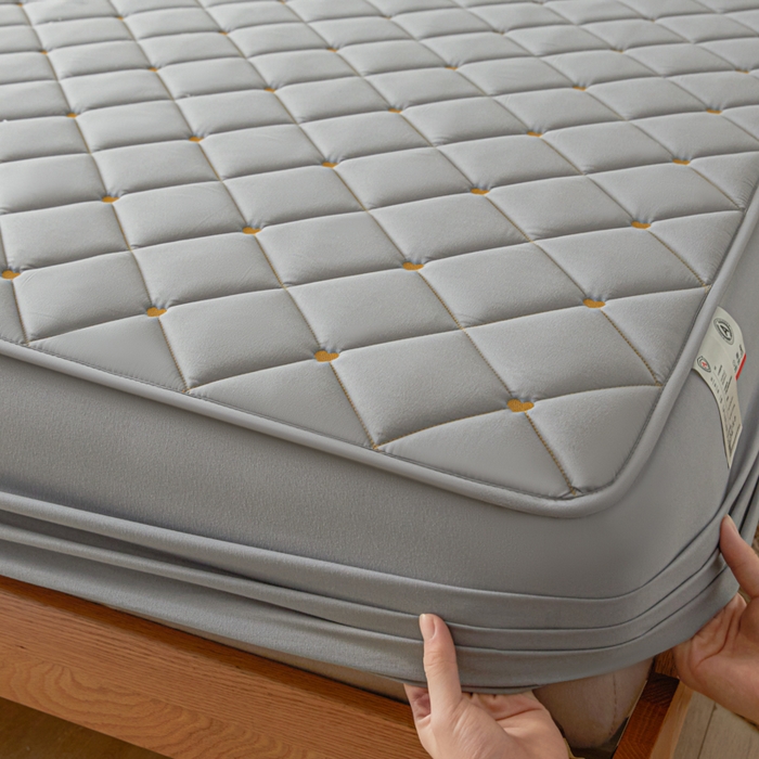 91家纺网 家纺一手货源 找家纺 芬晴家纺 2025新款A类母婴级大豆防水夹棉床笠-简爱-空间 简爱-星灰