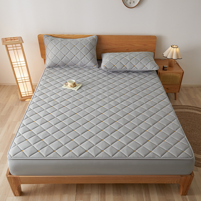 91家纺网 家纺一手货源 找家纺 芬晴家纺 2025新款A类母婴级大豆防水夹棉床笠-简爱-空间 简爱-星灰