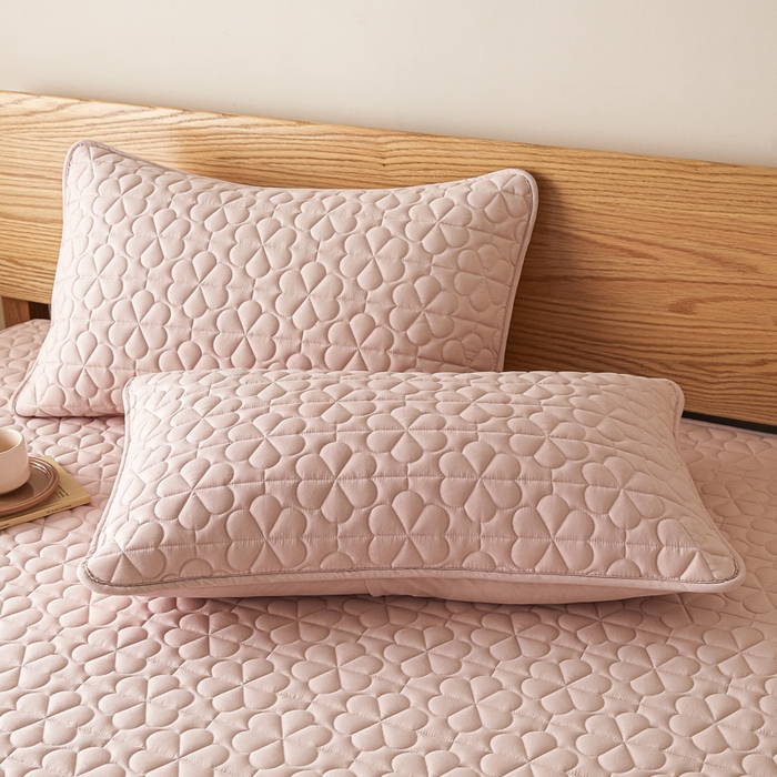 91家纺网 家纺一手货源 找家纺 芬晴家纺 2025新款A类母婴级大豆防水夹棉床笠系列-约定-心动-繁花 繁花-豆沙粉