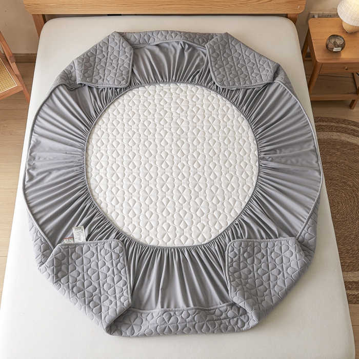 91家纺网 家纺一手货源 找家纺 芬晴家纺 2025新款A类母婴级大豆防水夹棉床笠系列-约定-心动-繁花 繁花-星灰