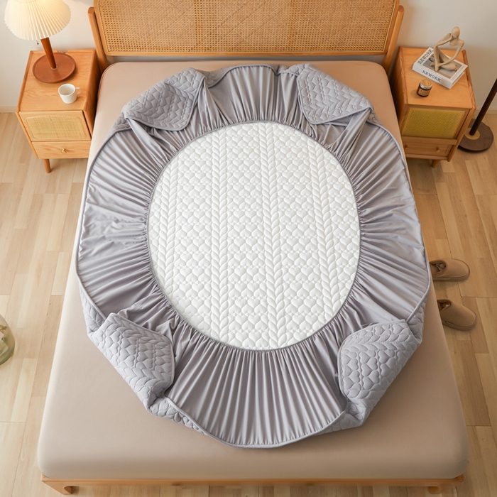 91家纺网 家纺一手货源 找家纺 芬晴家纺 2025新款A类母婴级大豆防水夹棉床笠系列-约定-心动-繁花 约定-星灰