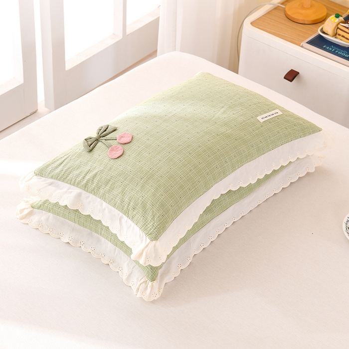 91家纺网 家纺一手货源 找家纺 （总）梦莱家纺 2025新款小樱桃枕头全棉水洗棉小提花枕芯花边可拆卸学生儿童枕头