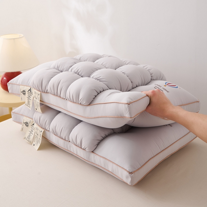 91家纺网 家纺一手货源 找家纺 梦莱家纺 2025新款热汽球面包枕波萝枕芯 灰色 48*74cm/对