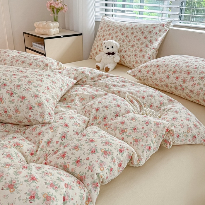 91家纺网 家纺一手货源 找家纺 （总）芙绣家纺 2025新款A类全棉双层纱小清新印花单被套学生单被套单枕套