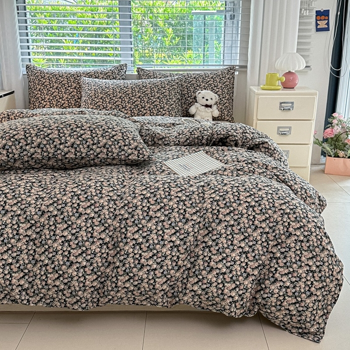 91家纺网 家纺一手货源 找家纺 芙绣家纺 2025新款A类全棉双层纱小清新印花单被套学生单被套单枕套 繁花似锦