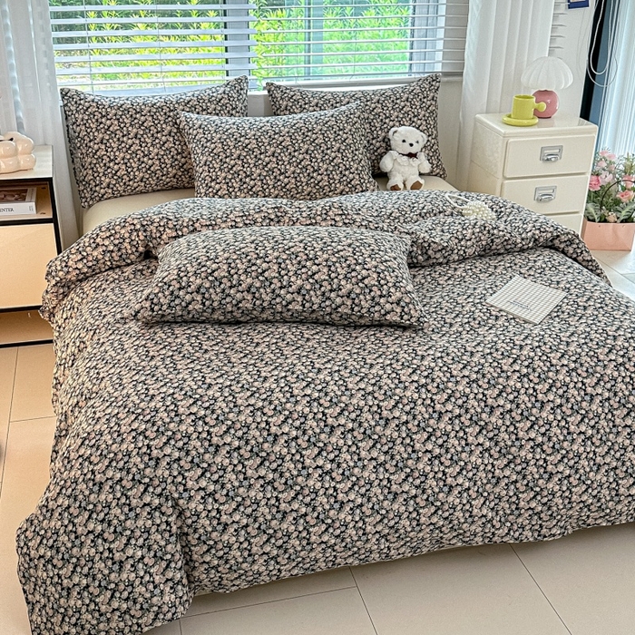 91家纺网 家纺一手货源 找家纺 芙绣家纺 2025新款A类全棉双层纱小清新印花单被套学生单被套单枕套 繁花似锦