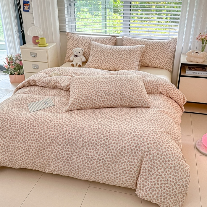 91家纺网 家纺一手货源 找家纺 芙绣家纺 2025新款A类全棉双层纱小清新印花单被套学生单被套单枕套 十里桃花