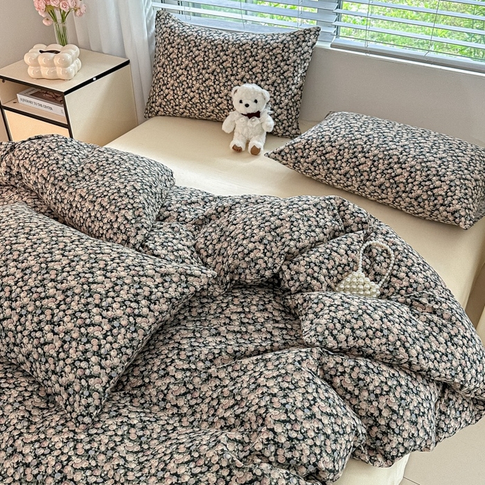 91家纺网 家纺一手货源 找家纺 芙绣家纺 2025新款A类全棉双层纱小清新印花单被套学生单被套单枕套 繁花似锦