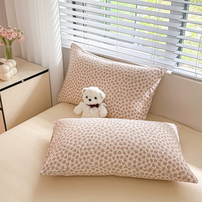 91家纺网 家纺一手货源 找家纺 芙绣家纺 2025新款A类全棉双层纱小清新印花单被套学生单被套单枕套 十里桃花