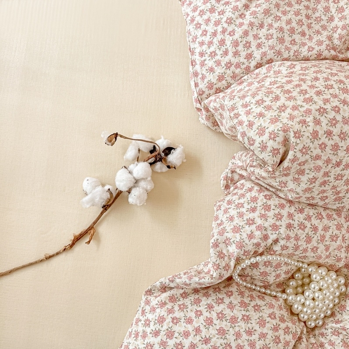 91家纺网 家纺一手货源 找家纺 芙绣家纺 2025新款A类全棉双层纱小清新印花单被套学生单被套单枕套 十里桃花