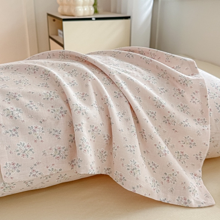 91家纺网 家纺一手货源 找家纺 芙绣家纺 2025新款A类全棉双层纱小清新印花单被套学生单被套单枕套 花间絮语