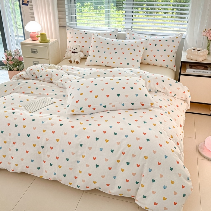 91家纺网 家纺一手货源 找家纺 芙绣家纺 2025新款A类全棉双层纱小清新印花单被套学生单被套单枕套 漫天心