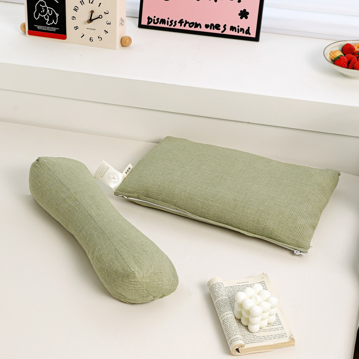 91家纺网 家纺一手货源 找家纺 （总）梦莱家纺 2025春夏新款全棉三角牵引组合荞麦枕头枕芯