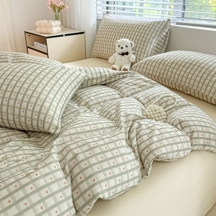 91家纺网 家纺一手货源 找家纺 芙绣家纺 2025新款A类全棉双层纱小清新印花单被套学生单被套单枕套 甜心格格