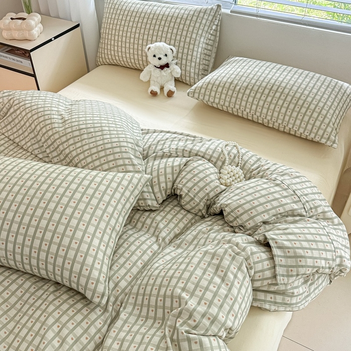 91家纺网 家纺一手货源 找家纺 芙绣家纺 2025新款A类全棉双层纱小清新印花单被套学生单被套单枕套 甜心格格