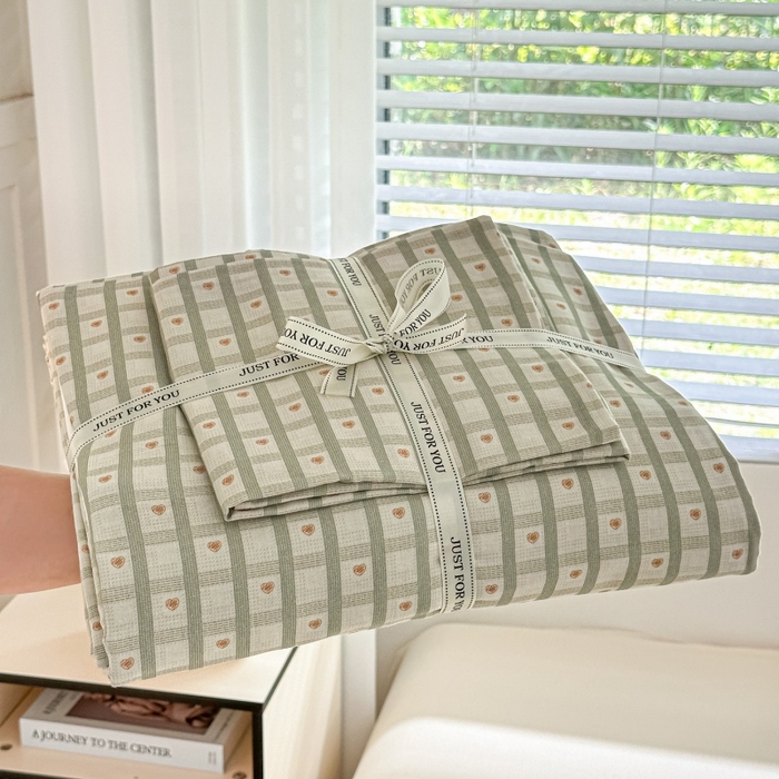 91家纺网 家纺一手货源 找家纺 芙绣家纺 2025新款A类全棉双层纱小清新印花单被套学生单被套单枕套 甜心格格