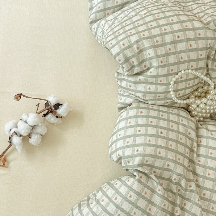 91家纺网 家纺一手货源 找家纺 芙绣家纺 2025新款A类全棉双层纱小清新印花单被套学生单被套单枕套 甜心格格