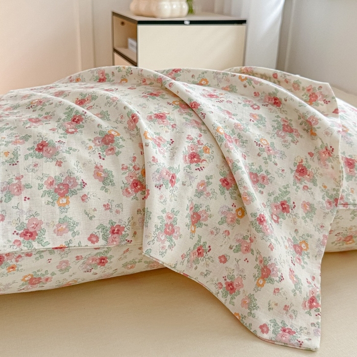 91家纺网 家纺一手货源 找家纺 芙绣家纺 2025新款A类全棉双层纱小清新印花单被套学生单被套单枕套 春风里