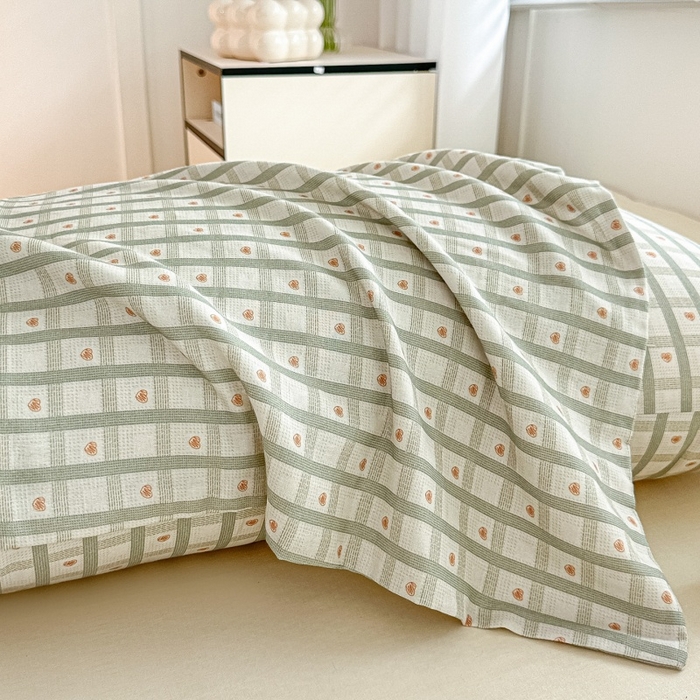 91家纺网 家纺一手货源 找家纺 芙绣家纺 2025新款A类全棉双层纱小清新印花单被套学生单被套单枕套 甜心格格