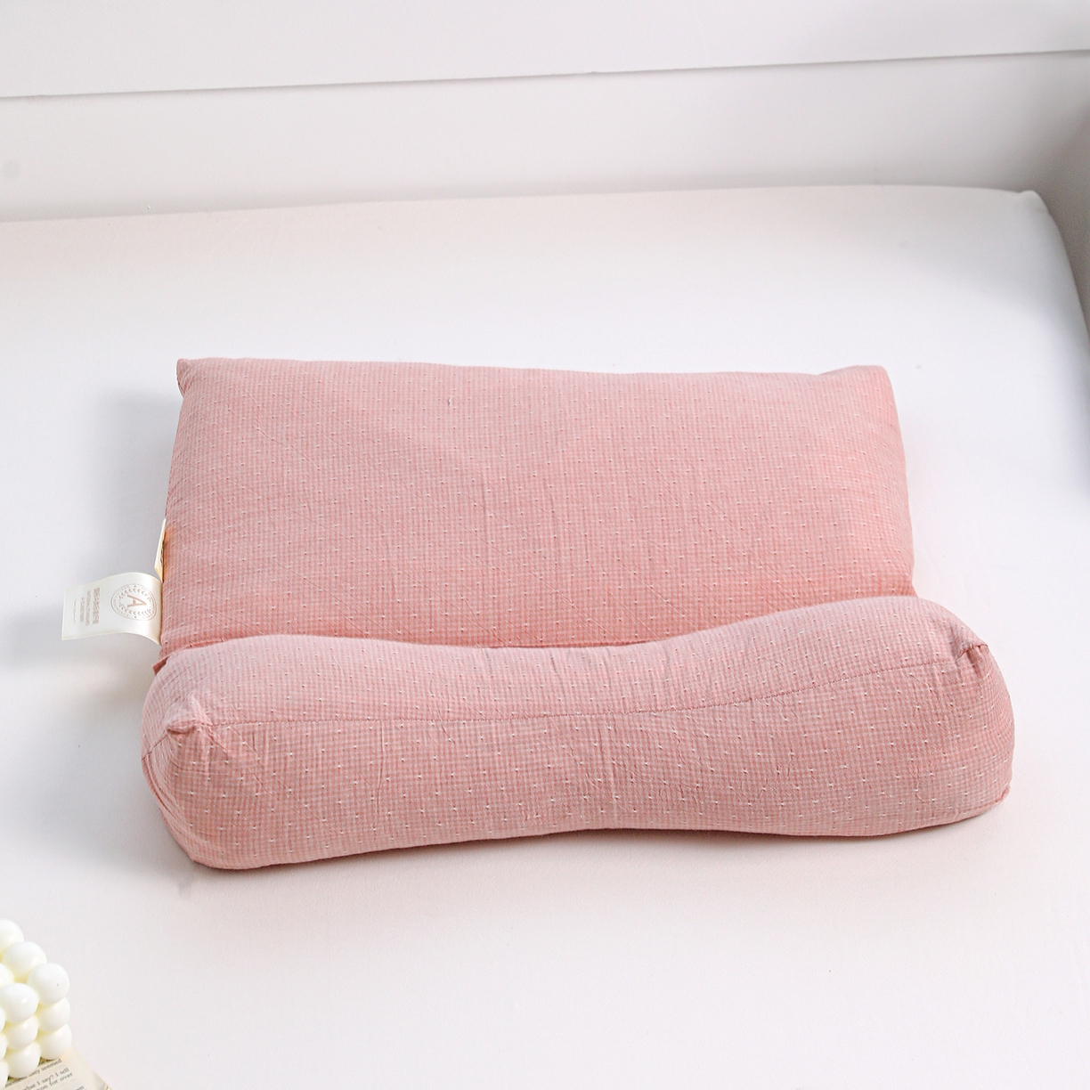 91家纺网 家纺一手货源 找家纺 （总）梦莱家纺 2025春夏新款全棉三角牵引组合荞麦枕头枕芯