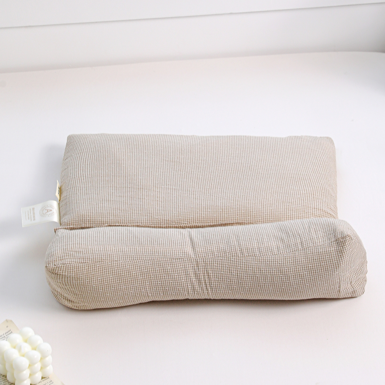 91家纺网 家纺一手货源 找家纺 （总）梦莱家纺 2025春夏新款全棉三角牵引组合荞麦枕头枕芯