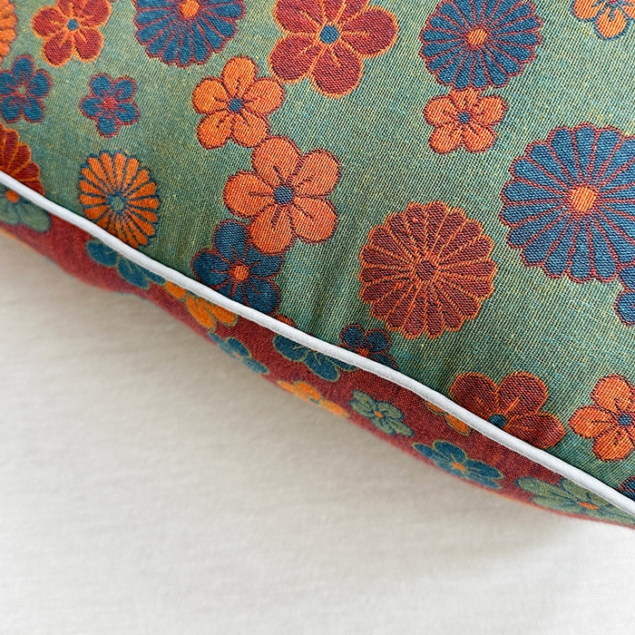 91家纺网 家纺一手货源 找家纺 梦莱家纺 2025新款全棉双层纱色织提花全荞麦枕牵引枕高低造型枕头枕芯 宫廷绿 30x50cm/只-甜荞麦