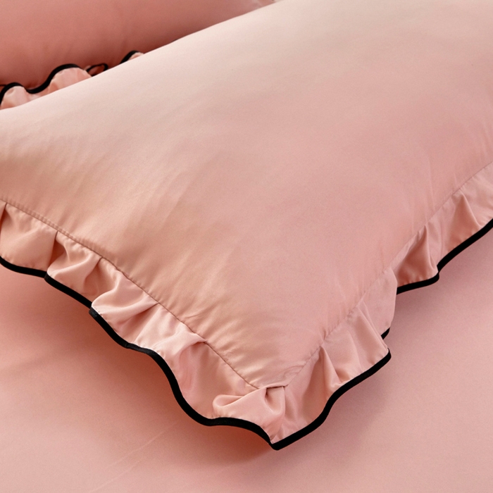 91家纺网 家纺一手货源 找家纺 找底底家纺 2025新款A类冰丝四件套系列 香槟粉