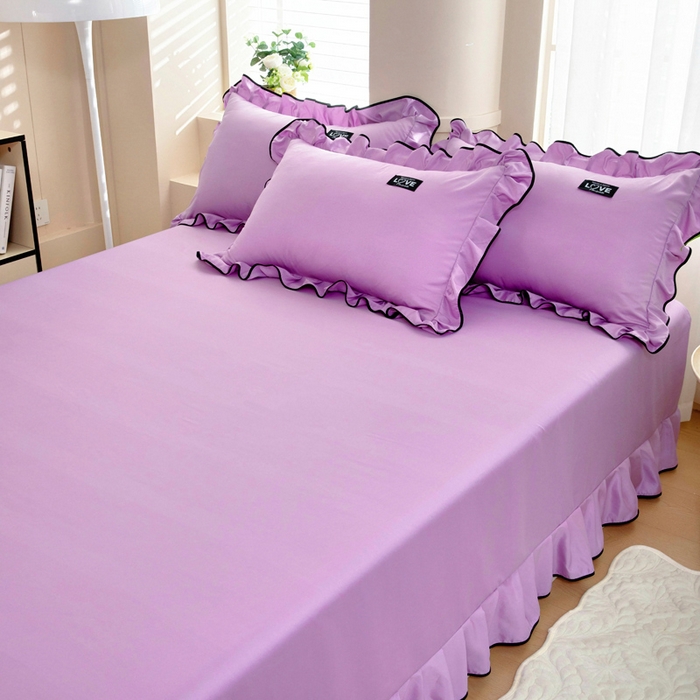 91家纺网 家纺一手货源 找家纺 找底底家纺 2025新款A类冰丝四件套系列 紫色