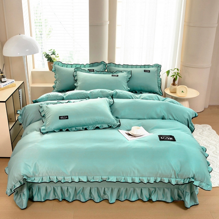 找底底家纺 2025新款A类冰丝四件套系列 薄荷绿