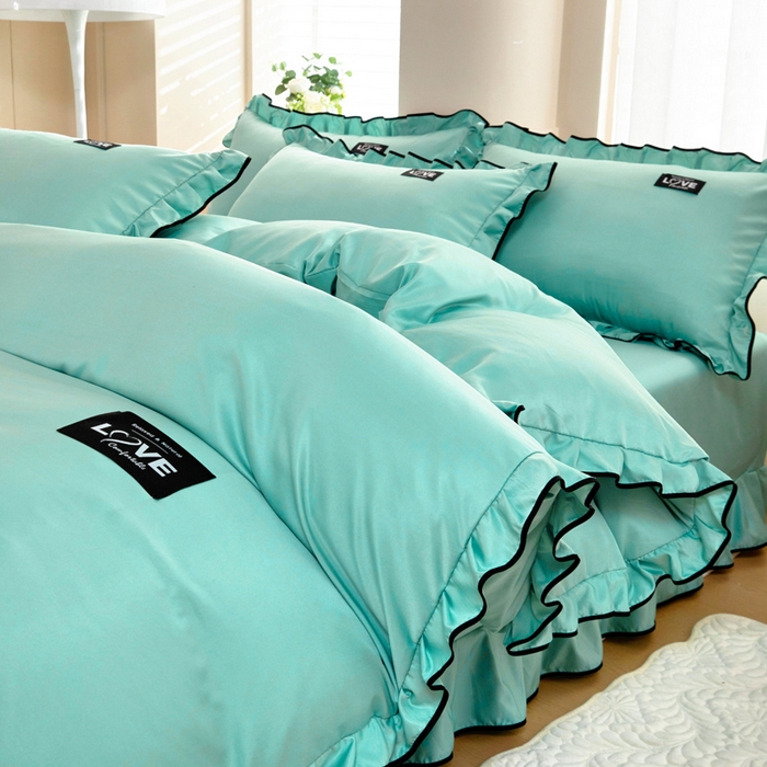 91家纺网 家纺一手货源 找家纺 找底底家纺 2025新款A类冰丝四件套系列 薄荷绿