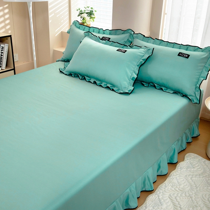 91家纺网 家纺一手货源 找家纺 找底底家纺 2025新款A类冰丝四件套系列 薄荷绿